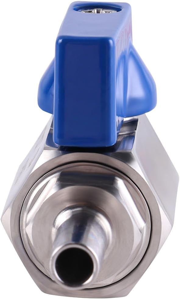 1PC 1/4 inch Hose ID Barb Ball Valve 304 Stainless Steel Mini Shut Off Valve with Clamps Kit for Water Gas Fuel Drip Irrigation and Aquariums