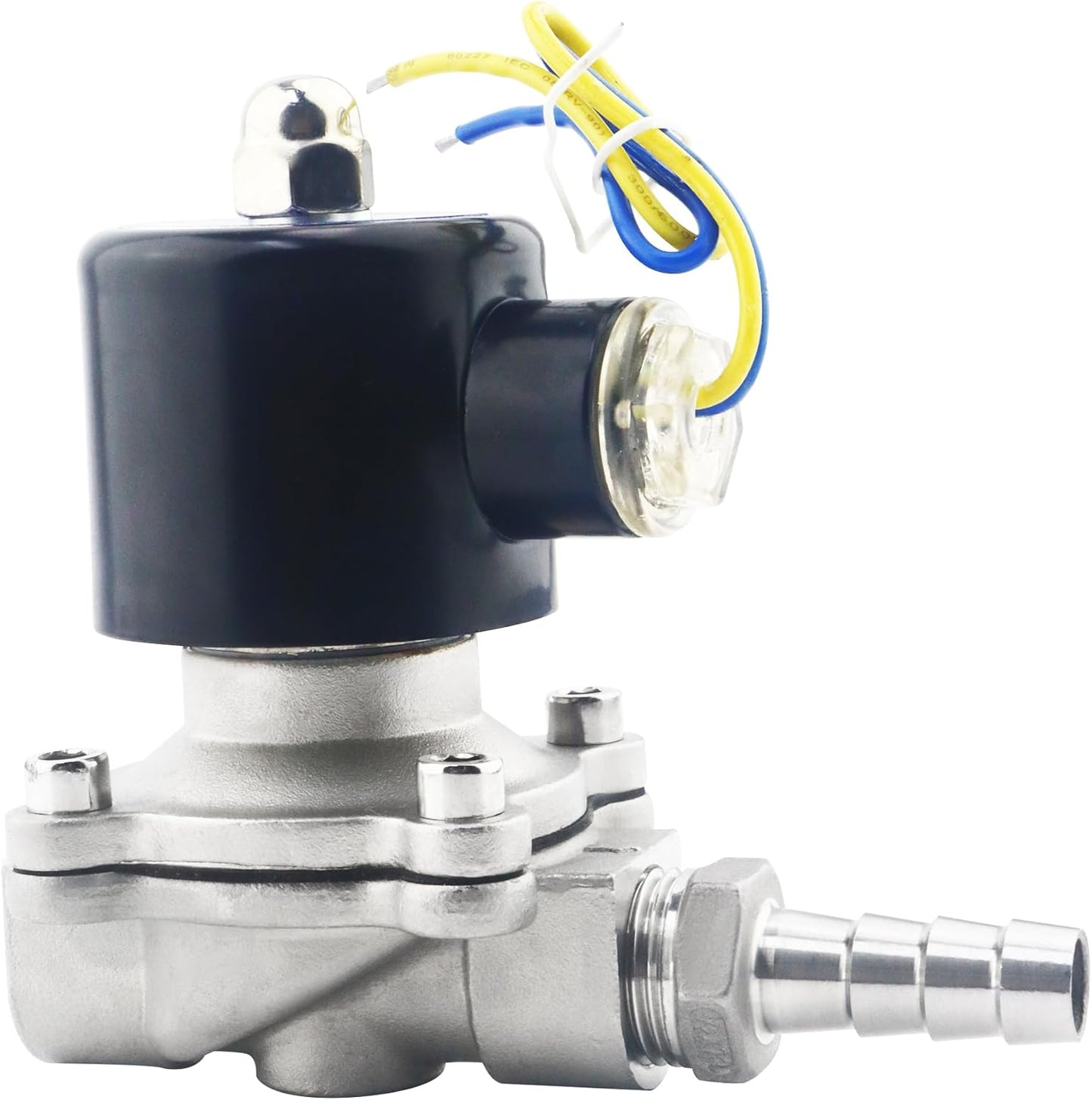 1/2 Inch Stainless Steel Electric Solenoid Valve 110V AC /12V DC Normally Closed, Includes of 2 Fittings, Tape, 2 Clamps, 1 Pair of Gloves for Water, Air, Diesel