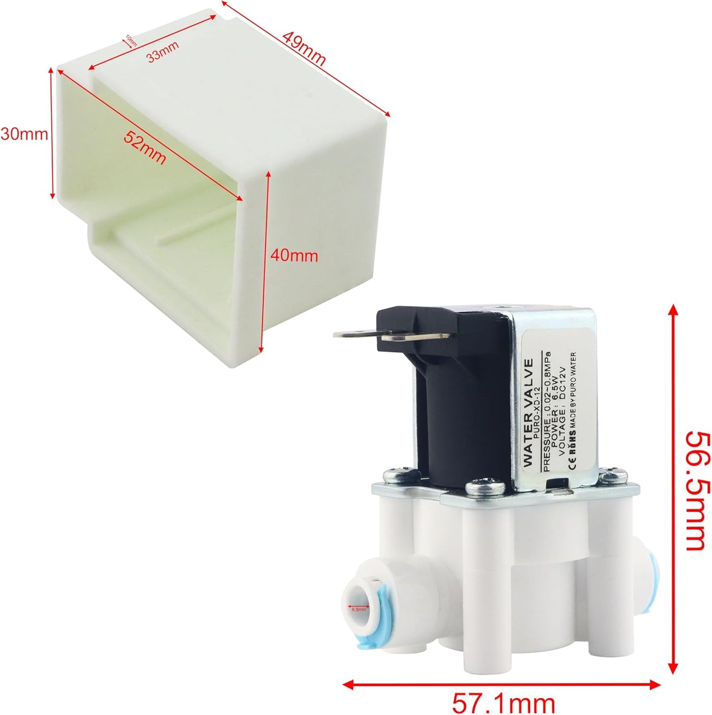 1/4 Inch DC 12V Inlet Water Solenoid Valve N/C Normally Closed Flow Switch for RO Reverse Osmosis Pure System