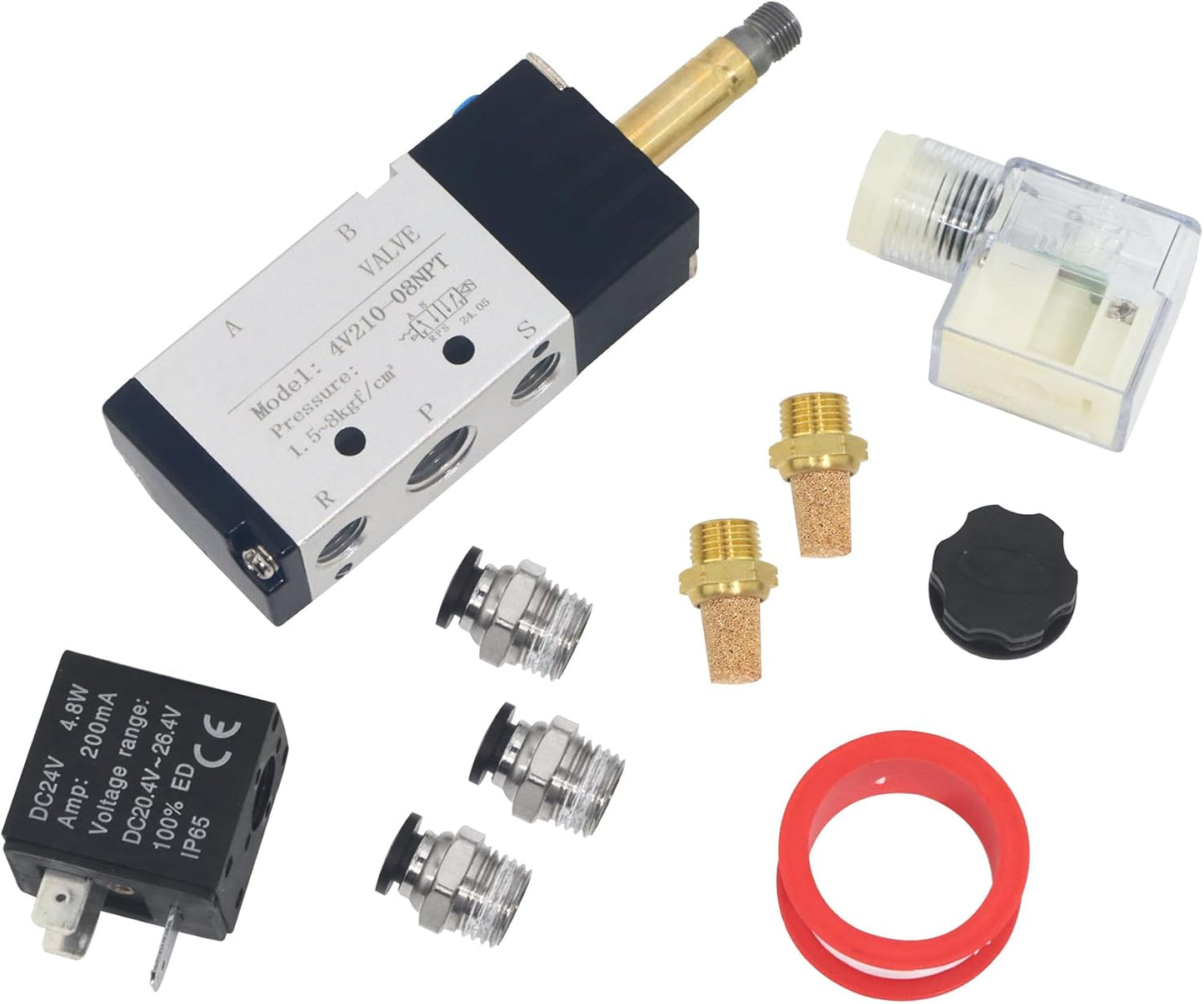 1/4 Inch NPT Solenoid Valve, DC24V, 4V210-08, Single Coil, Pilot-Operated Electric 2 Position 5 Way Connection Type Junction Box
