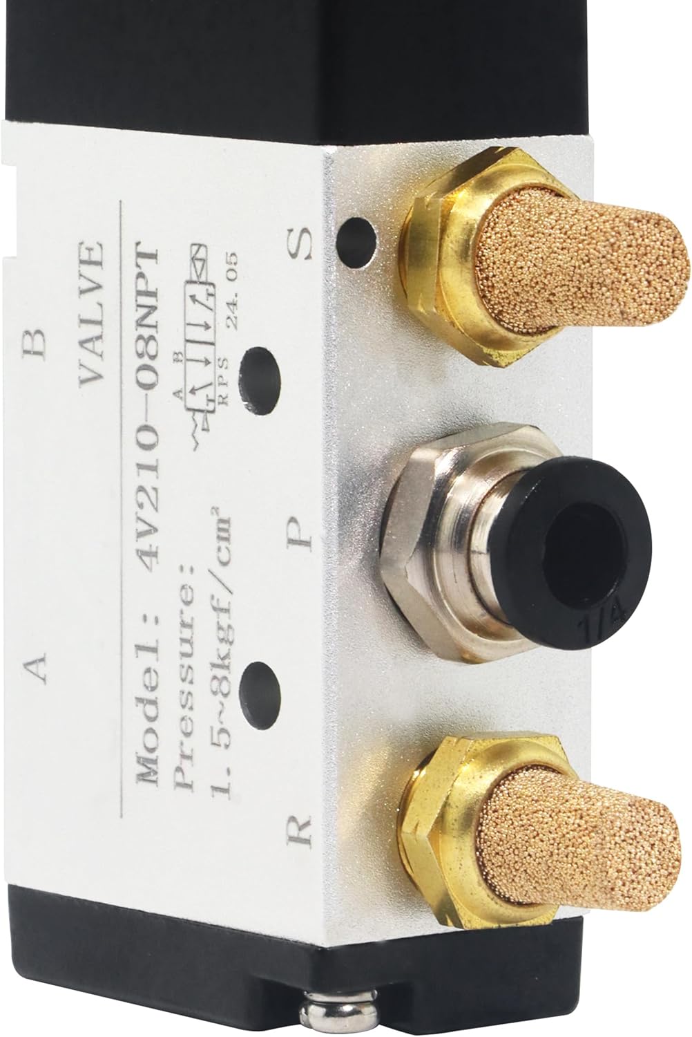 1/4 Inch NPT Solenoid Valve, DC24V, 4V210-08, Single Coil, Pilot-Operated Electric 2 Position 5 Way Connection Type Junction Box