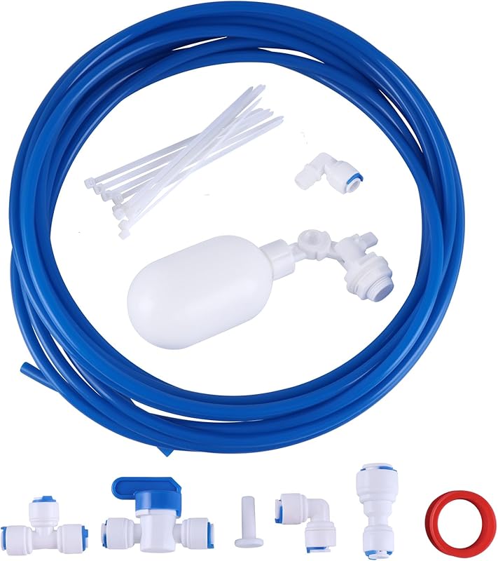 1/4 inch Tube Float Valve Kit for RO Water Reverse Osmosis System Water Filter Push in to Connect Pipe Hose Tube Fittings tube