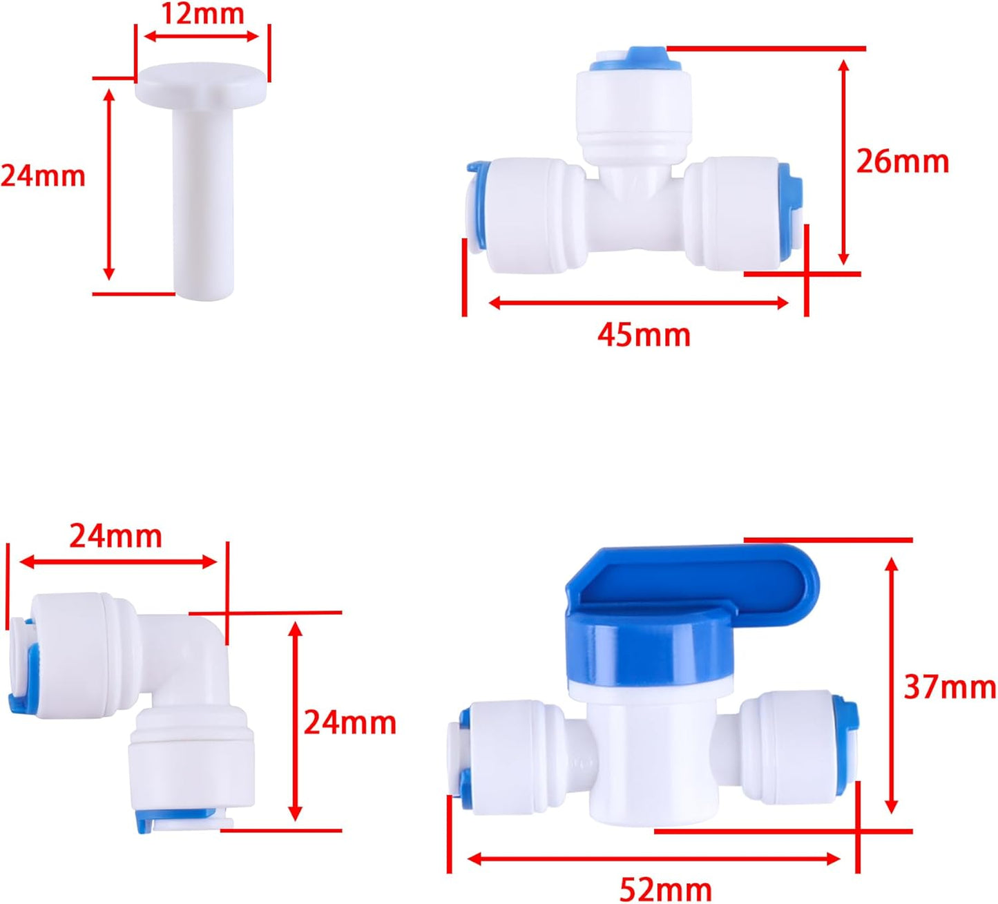 1/4 inch Tube Float Valve Kit for RO Water Reverse Osmosis System Water Filter Push in to Connect Pipe Hose Tube Fittings tube