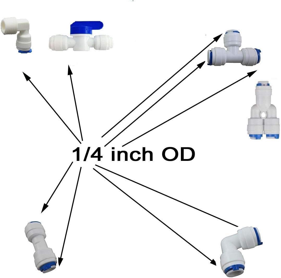1/4 inch Tube Float Valve Kit for RO Water Reverse Osmosis System Water Filter Push in to Connect Pipe Hose Tube Fittings tube