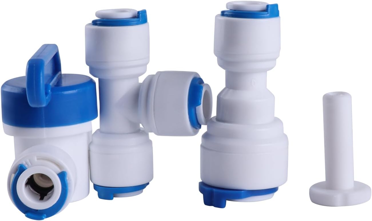 1/4 inch Tube Float Valve Kit for RO Water Reverse Osmosis System Water Filter Push in to Connect Pipe Hose Tube Fittings tube