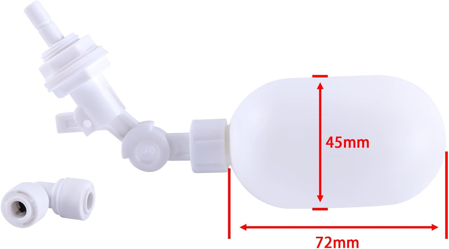 1/4 inch Tube Float Valve Kit for RO Water Reverse Osmosis System Water Filter Push in to Connect Pipe Hose Tube Fittings tube