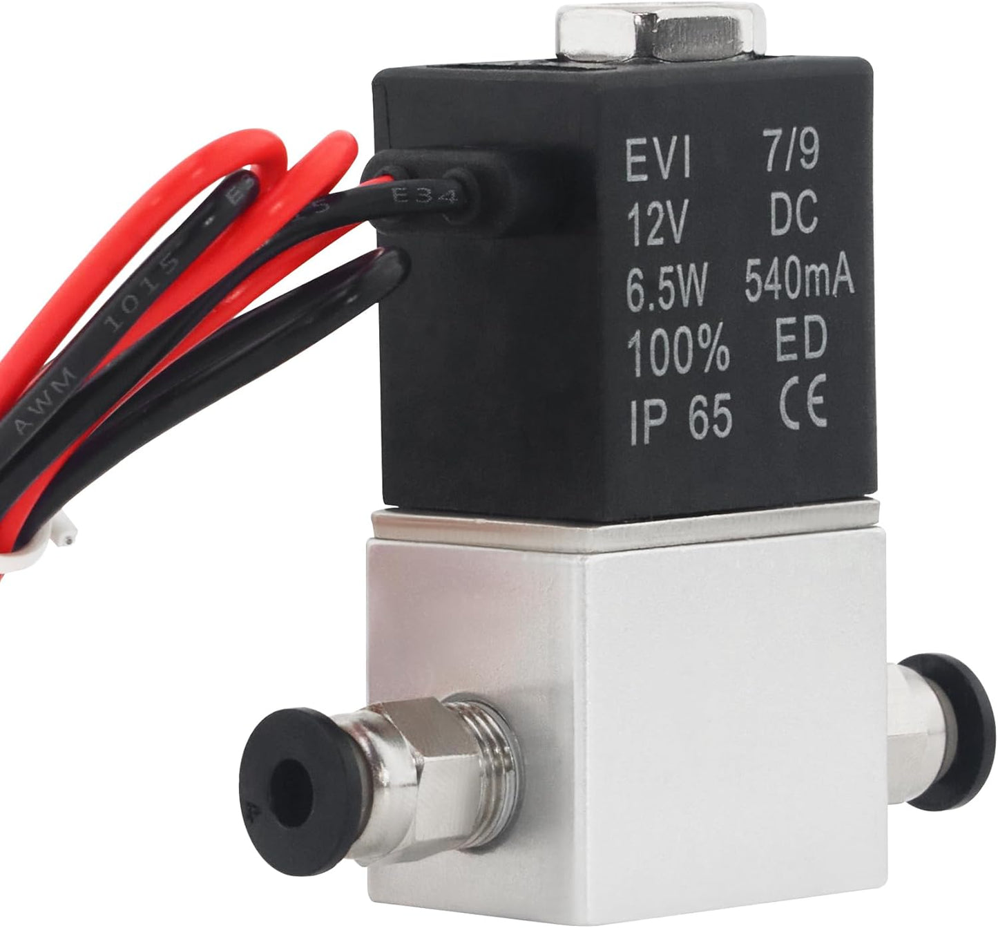 1/8" NPT 2 Way 2 Position Normally Closed DC 12V Electric Solenoid Air Valve, Includes of 2 Fittings, 1 Tape, 1 Pair of Gloves