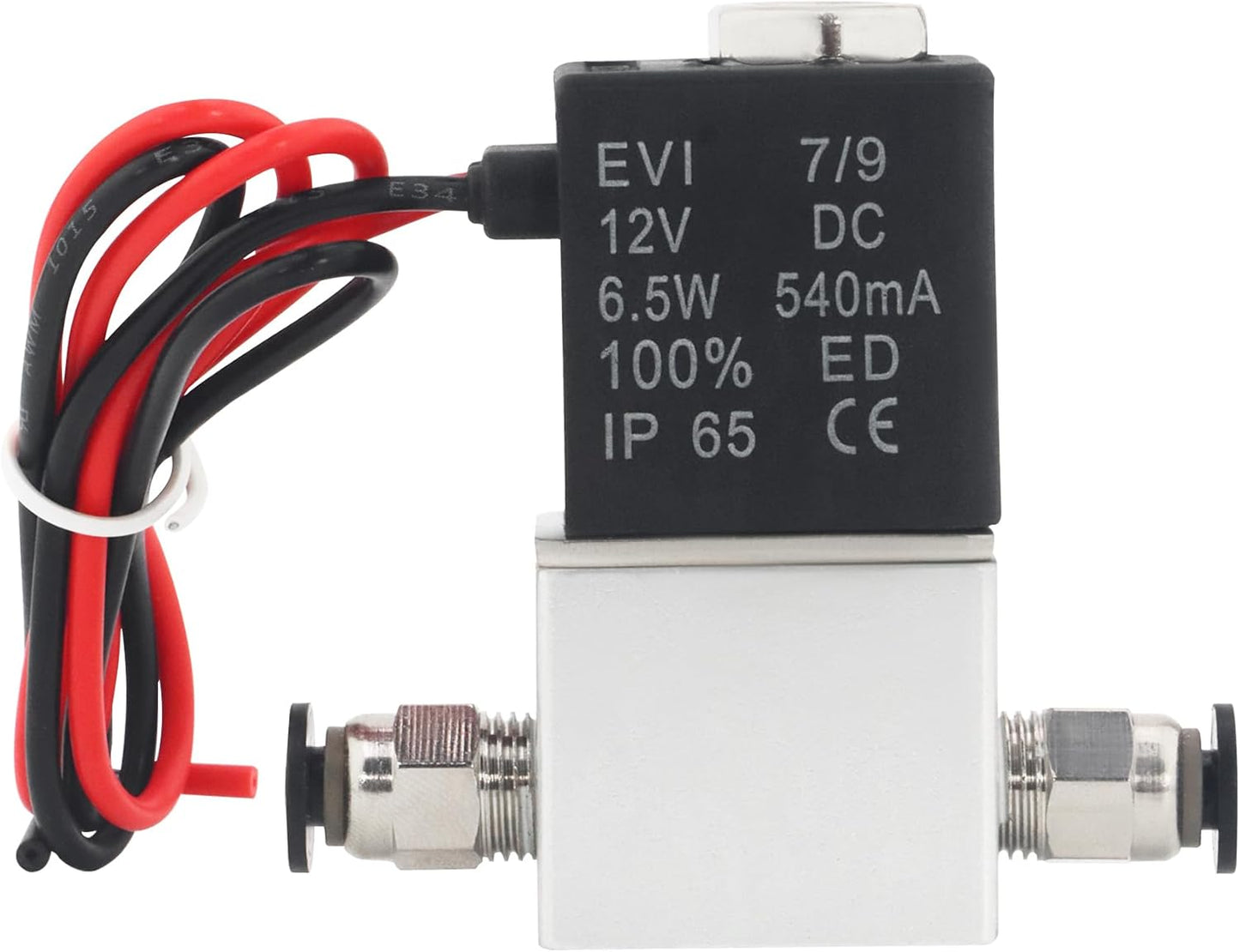 1/8" NPT 2 Way 2 Position Normally Closed DC 12V Electric Solenoid Air Valve, Includes of 2 Fittings, 1 Tape, 1 Pair of Gloves