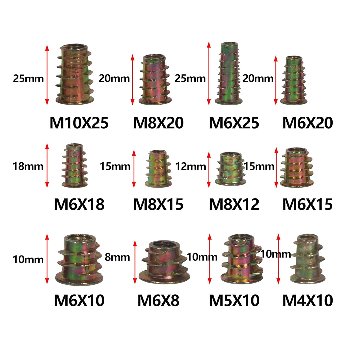 Threaded Inserts Nuts,Screw in Nut Threaded Zinc Alloy Wood Insert for Wood Furniture