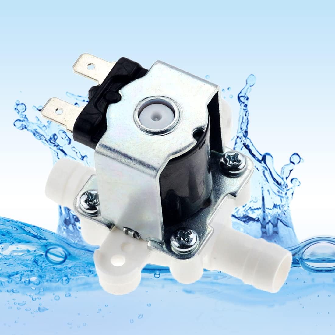 2PCS 1/2" Thread Plastic Electric Solenoid Valve, Water Air Inlet Flow Switch, Normally Closed, DC 12V, N/C 0.02 to 0.8MPa, with 2 Solenoid Valve Caps and 1 Tape