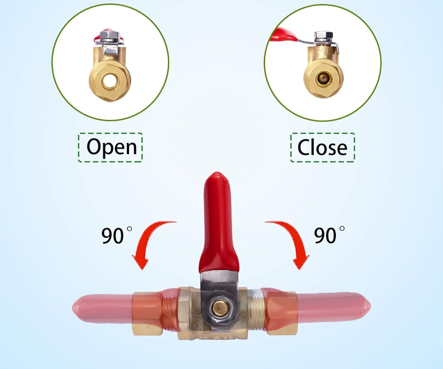 2 Pack Lead-Free Brass Mini Ball Valve Shut Off Switch, 1/4 inch Compression by 1/4 Inch Compression Fitting Shut Off Valve with Switch Use for Refrigerator Water Line Fittings