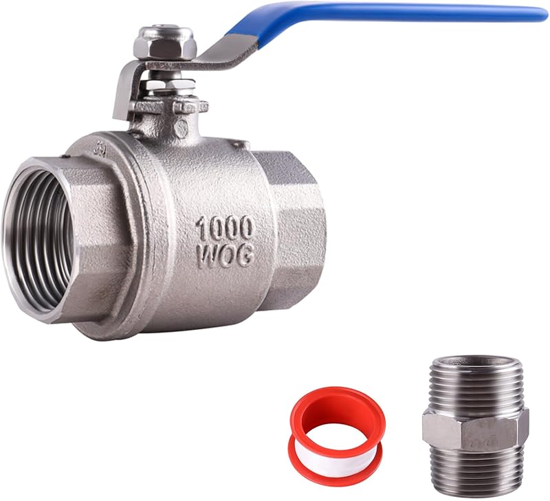 304 Stainless Steel Ball Valve with Blue Vinyl Handle,1000 WOG