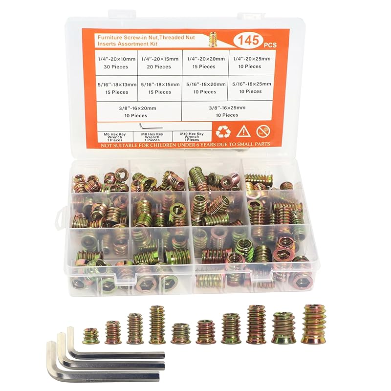 Threaded Inserts Nuts,Screw in Nut Threaded Zinc Alloy Wood Insert for Wood Furniture