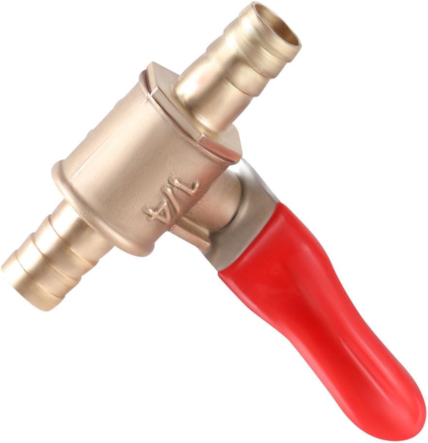 4 Pcs Brass Water Ball Valve 5/16" Hose ID Shut Off Valve Hose Barb Tubing Connector Switch with 180 Degree Operation Handle, Pipe Tubing Fitting for Air, Water Pipes(With Clamp Kits)