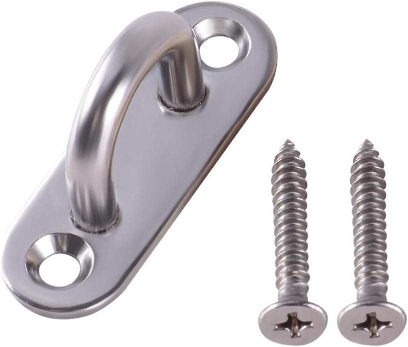 Ceiling Hooks Pad Eye Plate U Hooks, Heavy Duty 304 Stainless Steel Pad Eye Hooks with Screws, Marine Grade Hardware Ring Hooks for Outdoor Indoor Activity