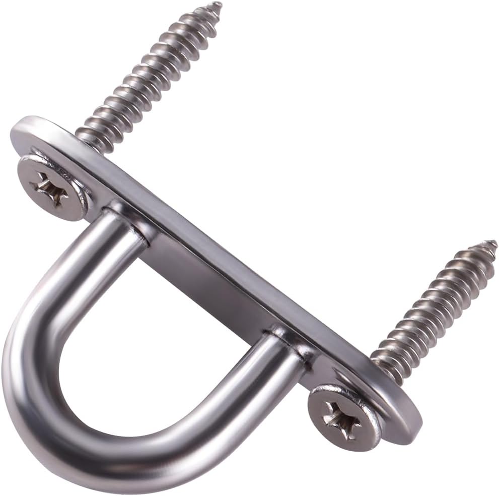 Ceiling Hooks Pad Eye Plate U Hooks, Heavy Duty 304 Stainless Steel Pad Eye Hooks with Screws, Marine Grade Hardware Ring Hooks for Outdoor Indoor Activity