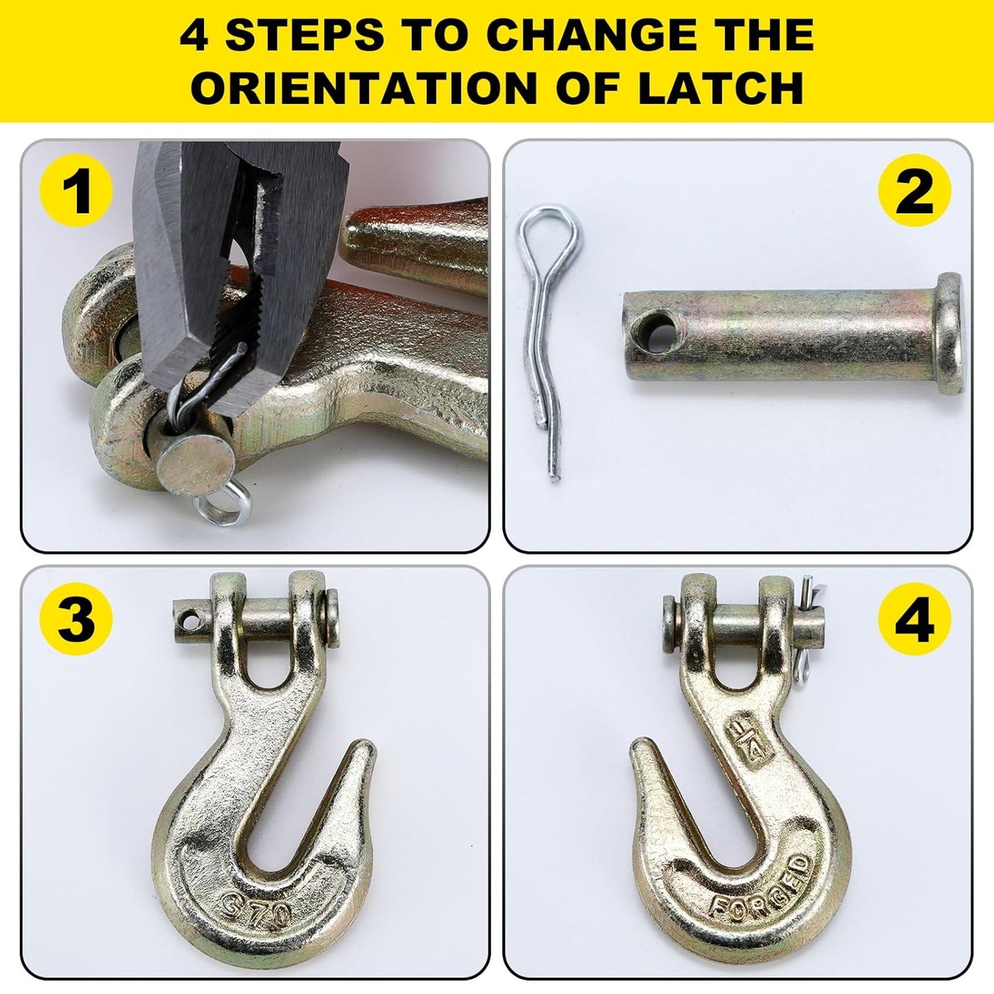Clevis Grab Hooks,G70 Heavy Duty Chain Hook Alloy Steel Tow Hook for Truck Trailer Tow Chain Transport