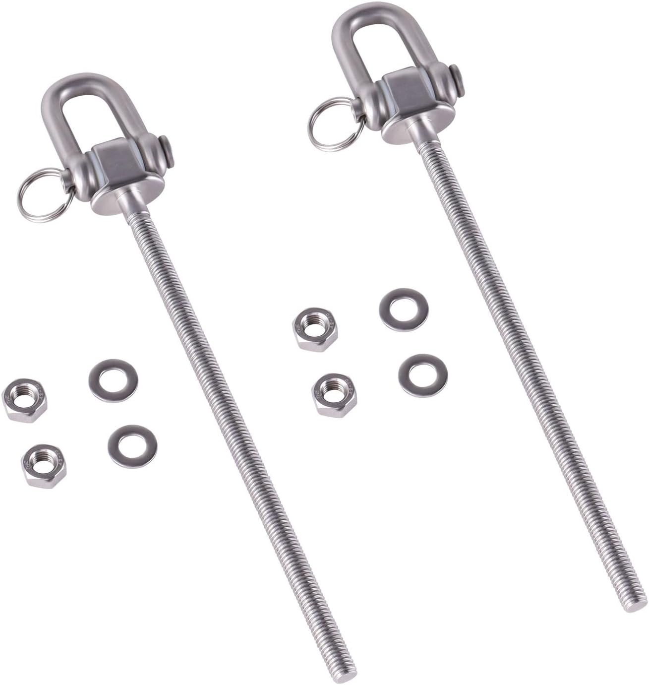 Heavy Duty Swing Hanger, Set of 2 Stainless Steel 304 M8 x 9.3 inch Swing Hooks, 250KG Capacity, Swing Bolts for Wood and Steel Beam Yoga Hammock Chair Punching Bag Porch Swing Sets Seat