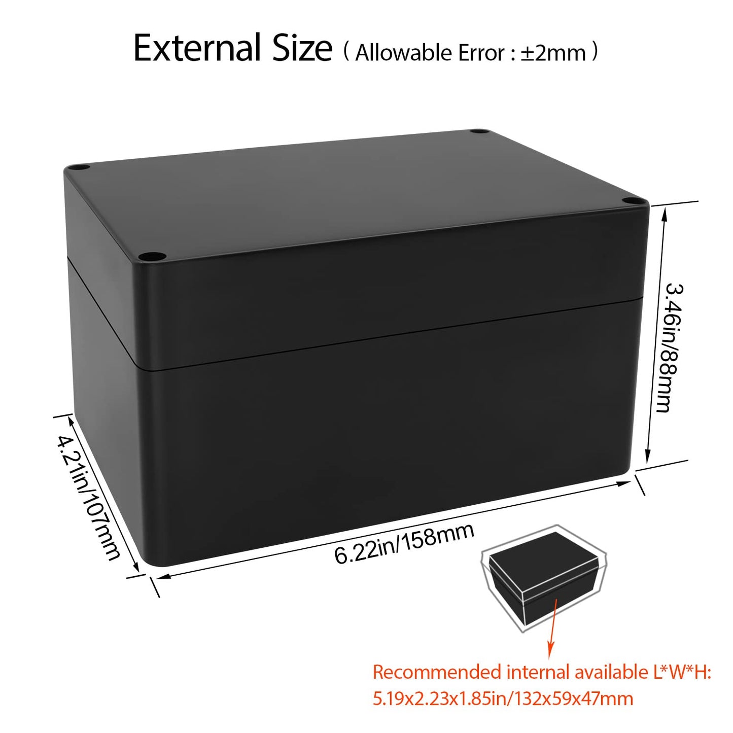 Project Box IP65 Waterproof Junction Box ABS Plastic Black Electrical Boxes DIY Electronic Project Case Power Enclosure