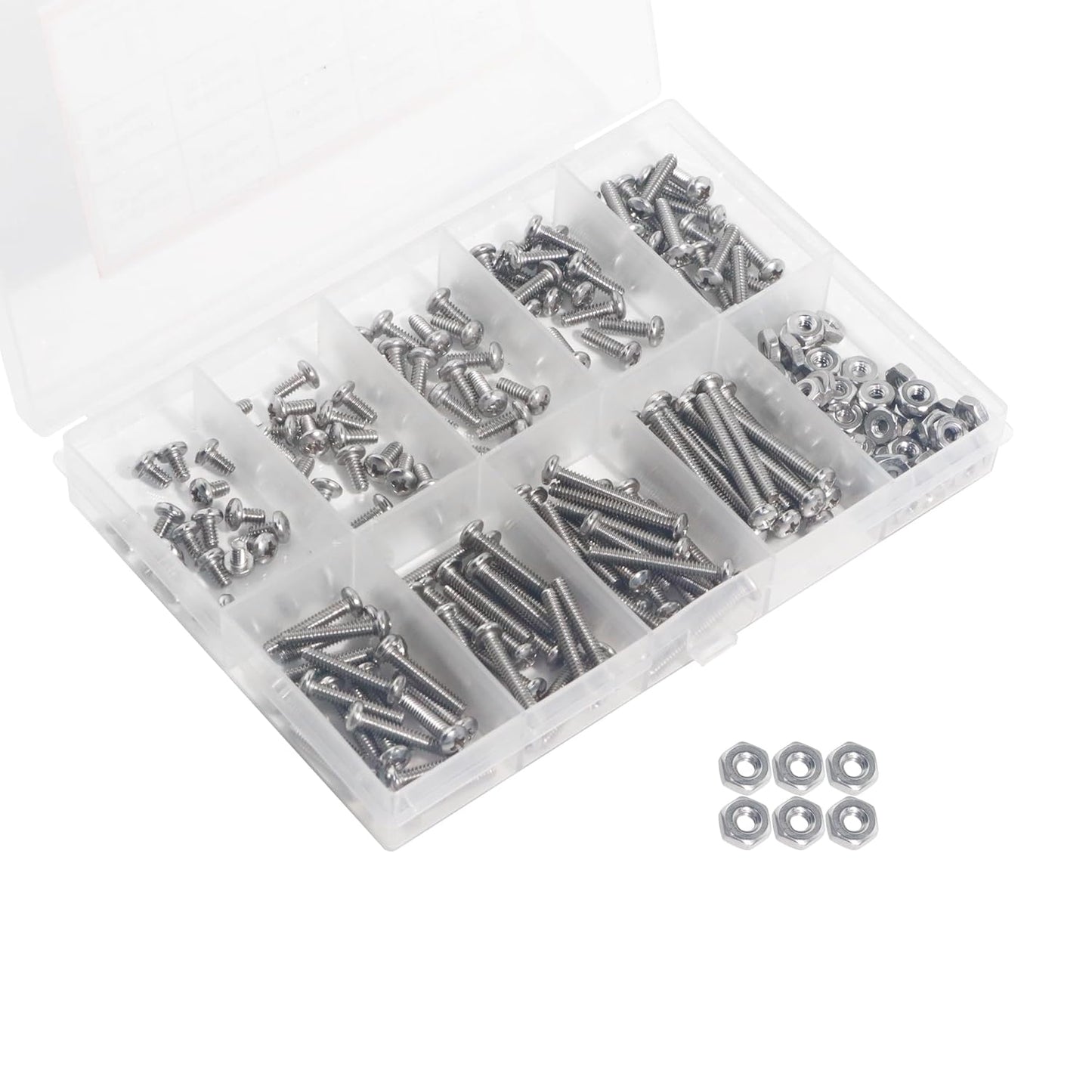Nuts and Bolts Assortment Kit 240pcs, Machine Screws, Machine Screw Assortment Kit, Pan Head Phillips Screws, Fast Self Tapping Screws for Pier Fenders