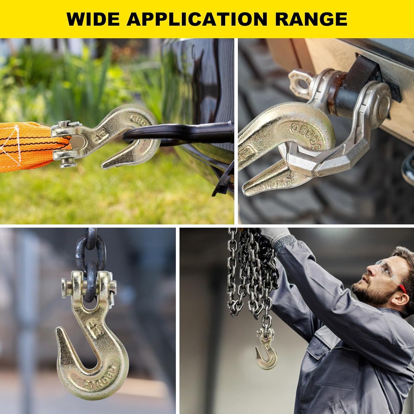 Clevis Grab Hooks,G70 Heavy Duty Chain Hook Alloy Steel Tow Hook for Truck Trailer Tow Chain Transport