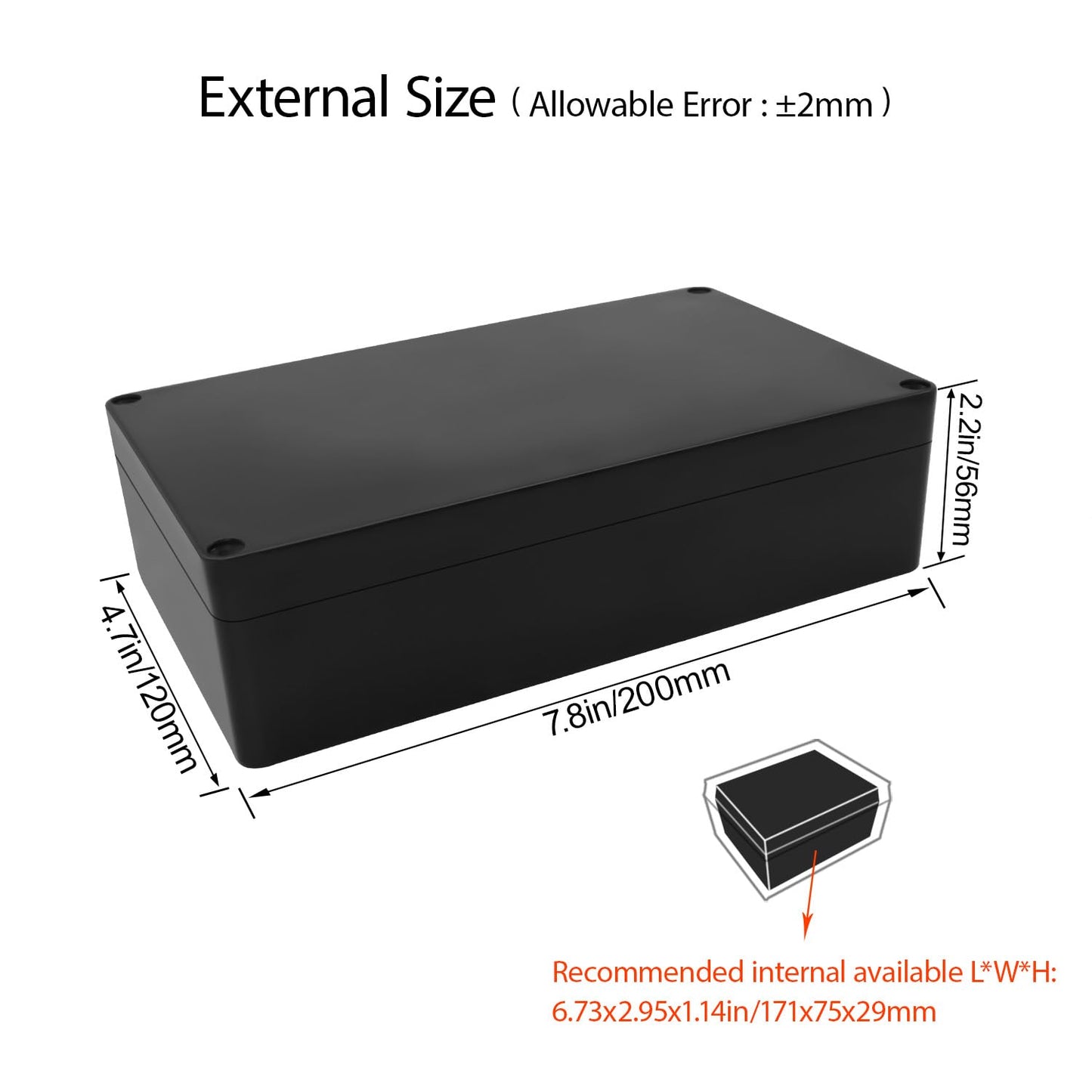 Project Box IP65 Waterproof Junction Box ABS Plastic Black Electrical Boxes DIY Electronic Project Case Power Enclosure