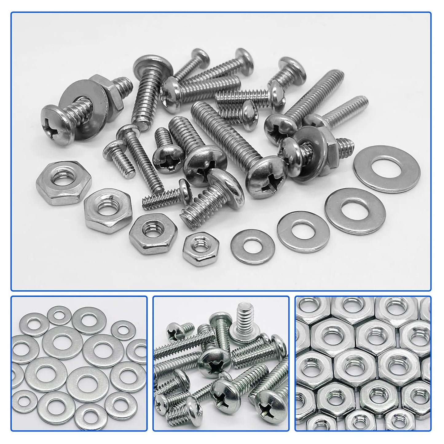 Nuts and Bolts Assortment Kit 240pcs, Machine Screws, Machine Screw Assortment Kit, Pan Head Phillips Screws, Fast Self Tapping Screws for Pier Fenders