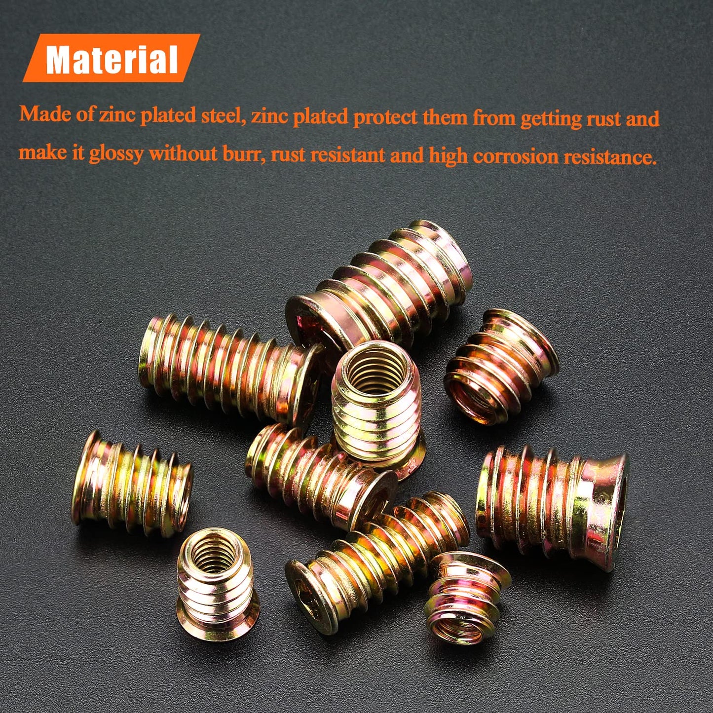 Threaded Inserts Nuts,Screw in Nut Threaded Zinc Alloy Wood Insert for Wood Furniture