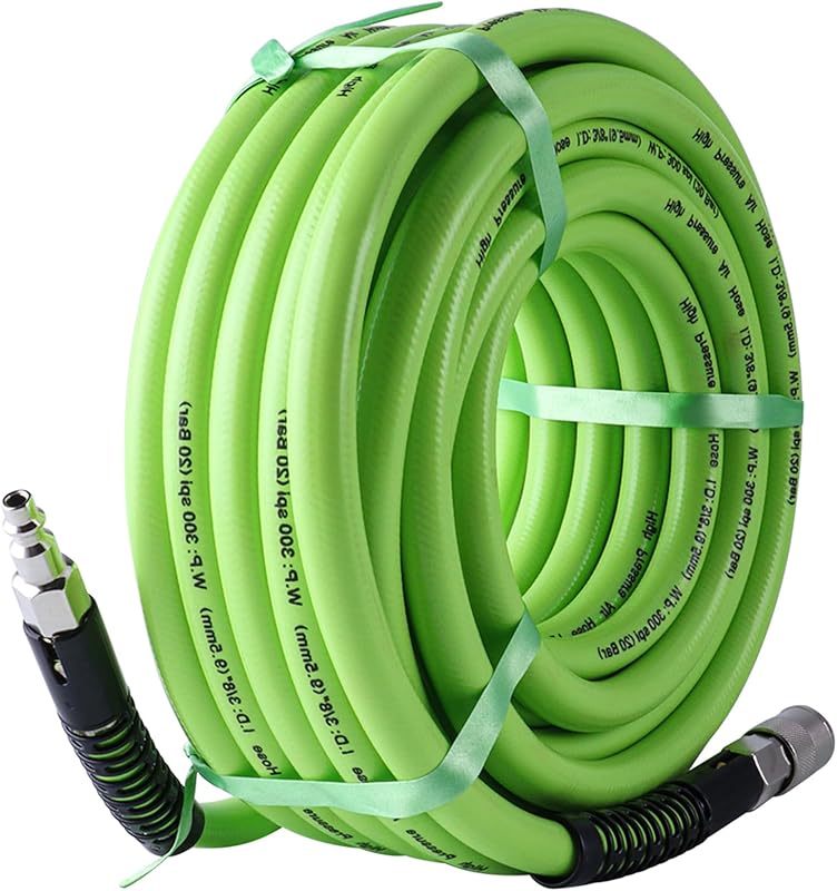 Heavy-Duty Hybrid Air Hose (1/4" NPT) | Lightweight, Kink-Resistant, 300 PSI for Garage , Jobsite