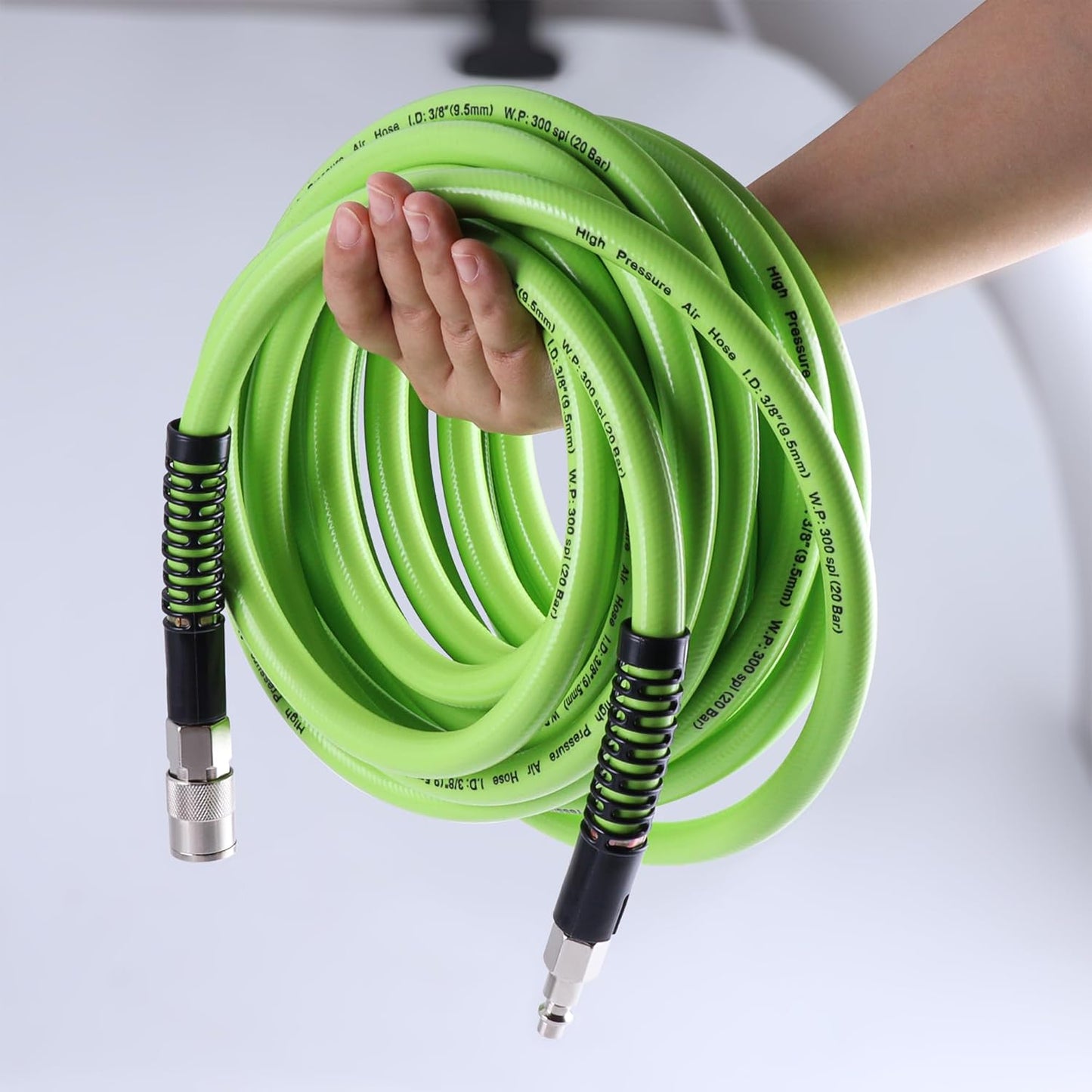 Heavy-Duty Hybrid Air Hose (1/4" NPT) | Lightweight, Kink-Resistant, 300 PSI for Garage , Jobsite