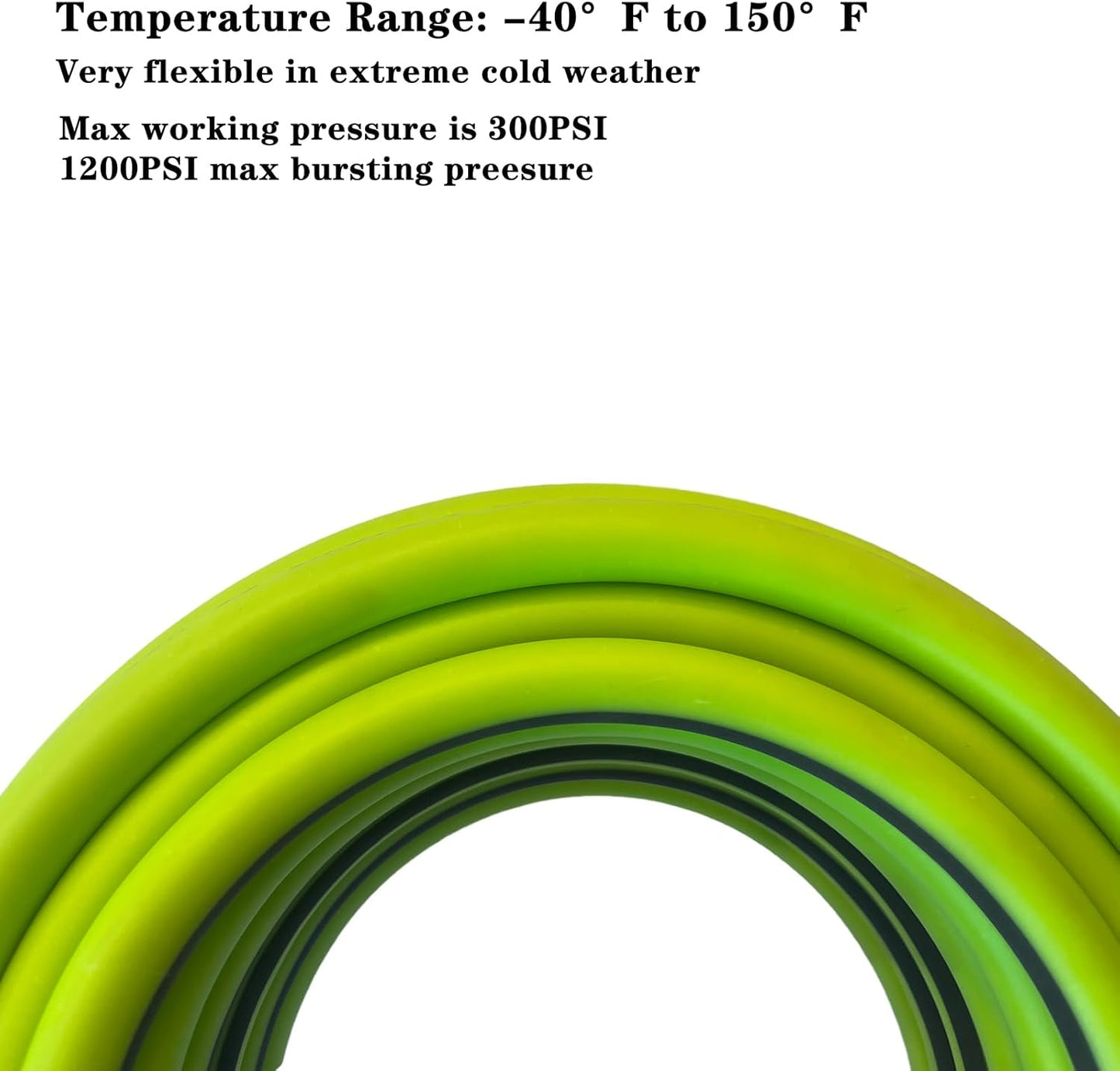 Heavy-Duty Hybrid Air Hose (1/4" NPT) | Lightweight, Kink-Resistant, 300 PSI for Garage , Jobsite