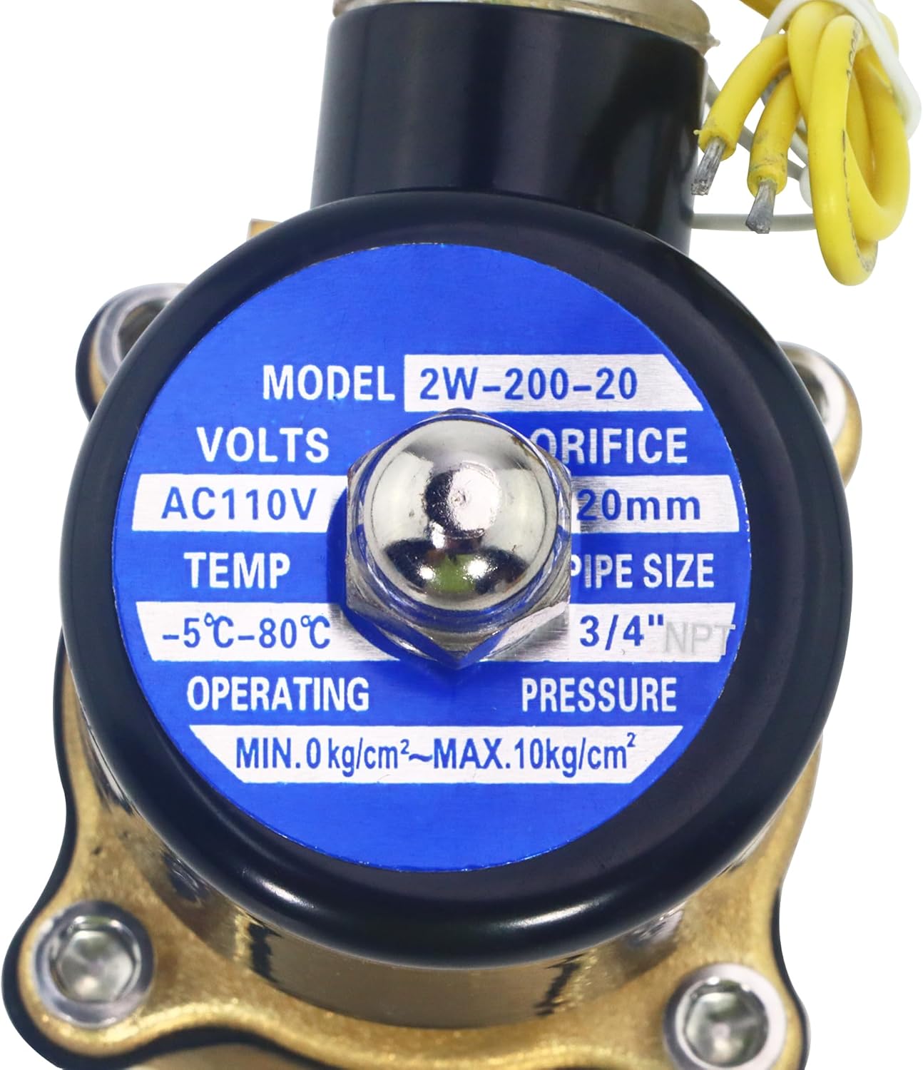 Brass Electric Solenoid Valve, 110V AC, Normally Closed, Includes of 2 Fittings,Tape, 2 Clamps, 1 Pair of Gloves for Non-potable Water, Air, Diesel