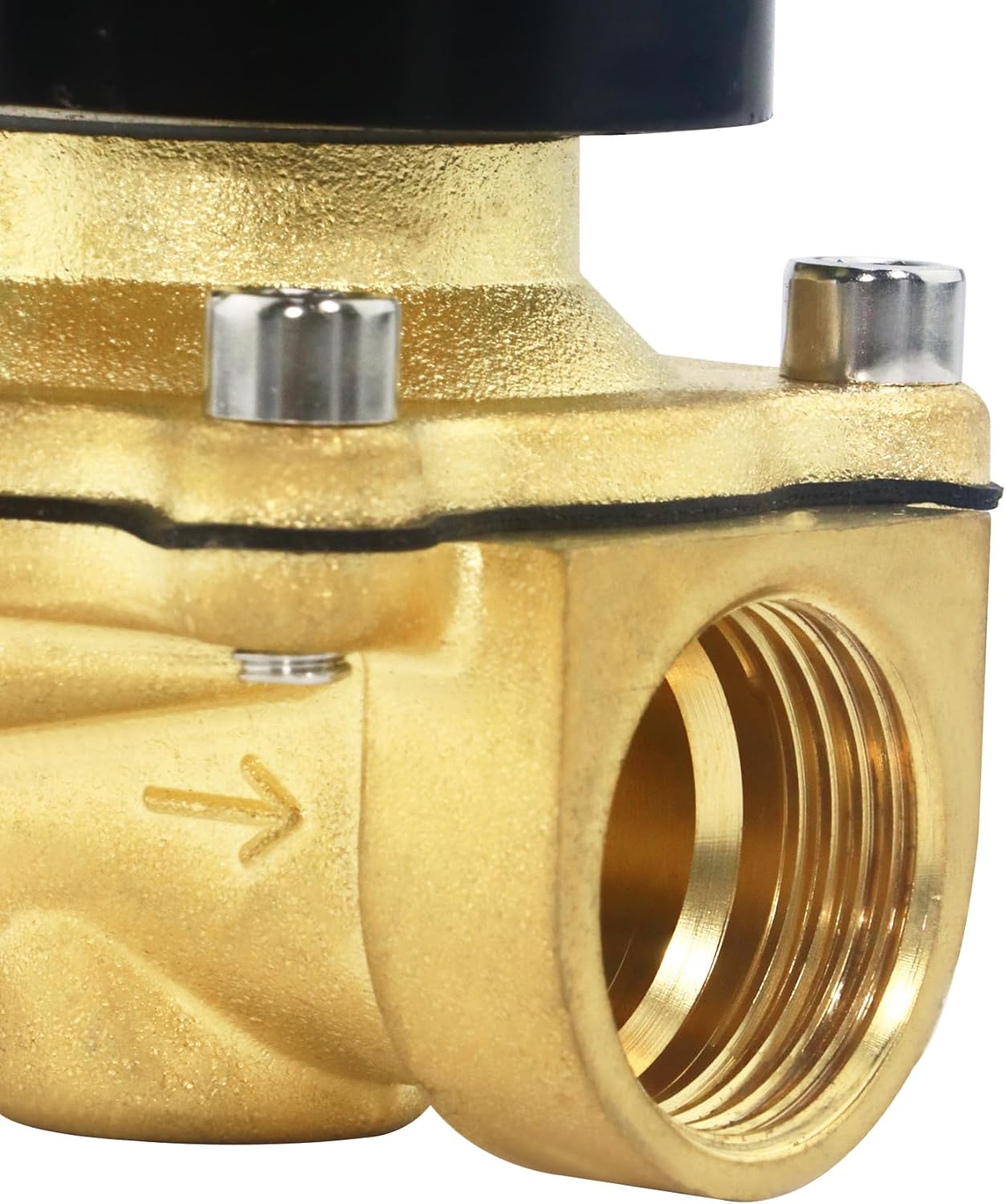 Brass Electric Solenoid Valve, 110V AC, Normally Closed, Includes of 2 Fittings,Tape, 2 Clamps, 1 Pair of Gloves for Non-potable Water, Air, Diesel