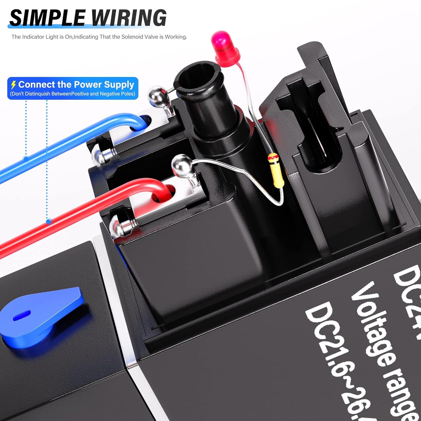 Solenoid Valve 1/4 Inch NPT 24V, Electric Solenoid Air Valve Pneumatic Solenoid Valve, 2 Position 2 Way Valve Normally Closed with Junction Box 2V025-08