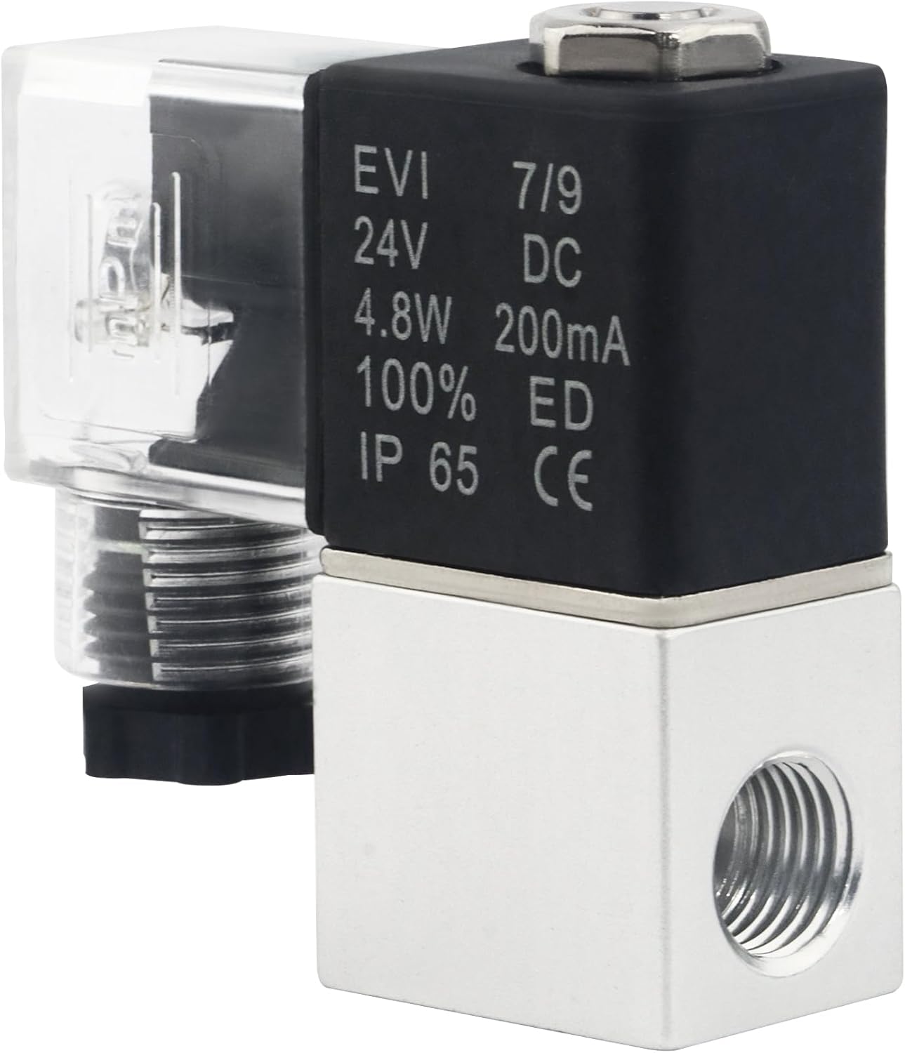 Solenoid Valve 1/4 Inch NPT 24V, Electric Solenoid Air Valve Pneumatic Solenoid Valve, 2 Position 2 Way Valve Normally Closed with Junction Box 2V025-08