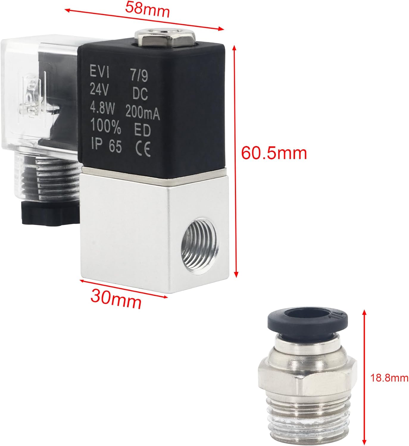 Solenoid Valve 1/4 Inch NPT 24V, Electric Solenoid Air Valve Pneumatic Solenoid Valve, 2 Position 2 Way Valve Normally Closed with Junction Box 2V025-08