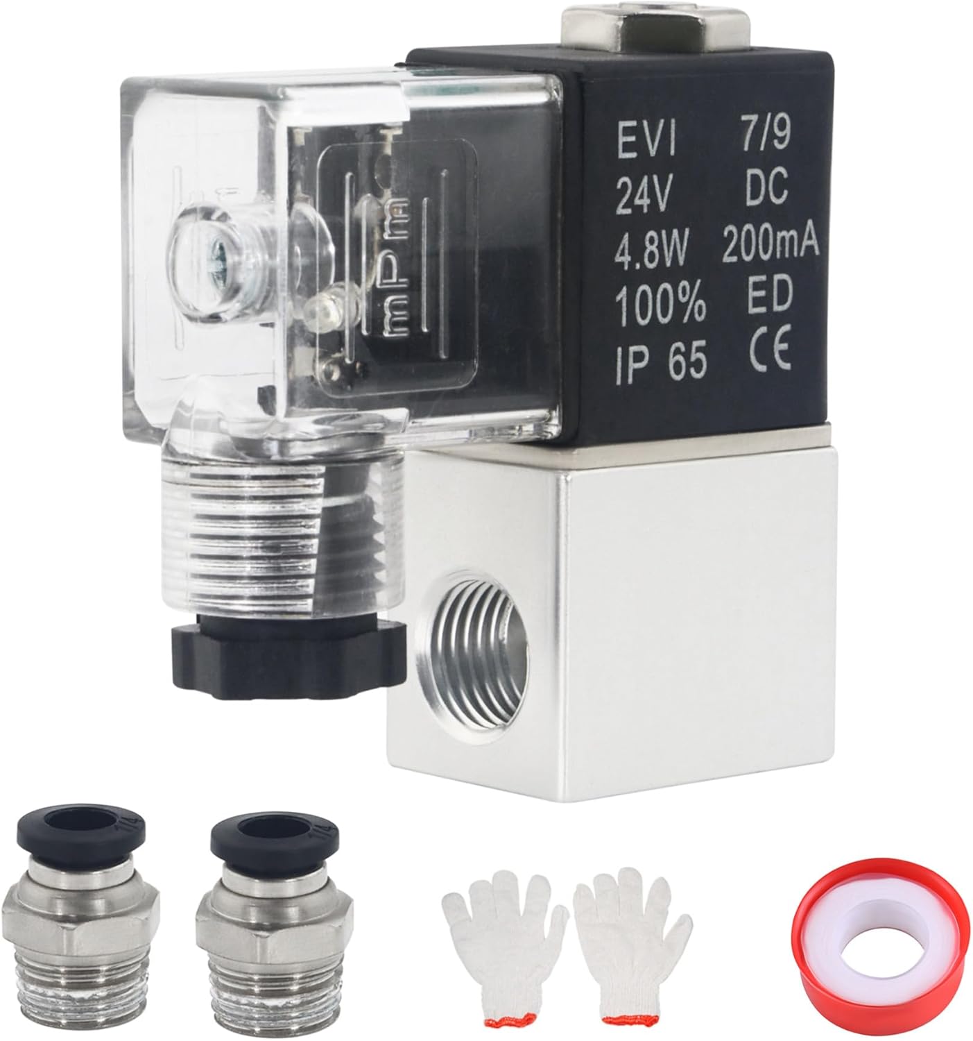 Solenoid Valve 1/4 Inch NPT 24V, Electric Solenoid Air Valve Pneumatic Solenoid Valve, 2 Position 2 Way Valve Normally Closed with Junction Box 2V025-08