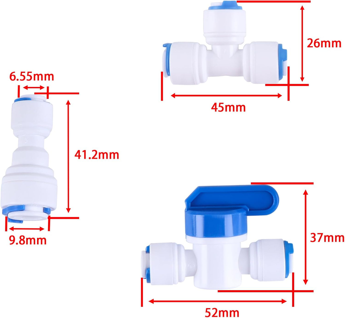 Tubing OD 3/8&1/4 inch Float Shut Off Valve Angle Adjustable Quick Connect Valve RO Tube Compatible Valve, Plastic Float Valve Shut Off Float Switch for Water Purification and RO System
