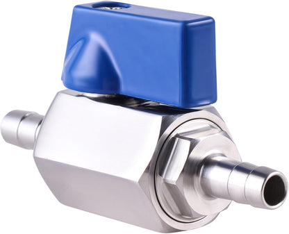 1PC 1/4 inch Hose ID Barb Ball Valve 304 Stainless Steel Mini Shut Off Valve with Clamps Kit for Water Gas Fuel Drip Irrigation and Aquariums