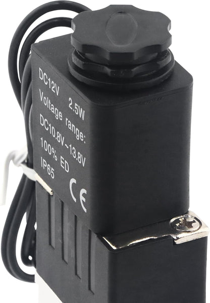 1/4 Inch NPT Solenoid Valve, 4v210-08 DC 12V Single Coil Pilot-Operated, 2 Position 5 Way Connection Outlet Wire, with 3 Fittings, 2 Silencers, and 1 Tape