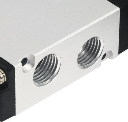 1/4 Inch NPT Solenoid Valve, 4v210-08 DC 12V Single Coil Pilot-Operated, 2 Position 5 Way Connection Outlet Wire, with 3 Fittings, 2 Silencers, and 1 Tape