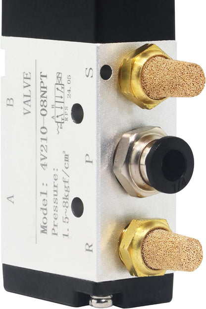 1/4 Inch NPT Solenoid Valve, DC24V, 4V210-08, Single Coil, Pilot-Operated Electric 2 Position 5 Way Connection Type Junction Box