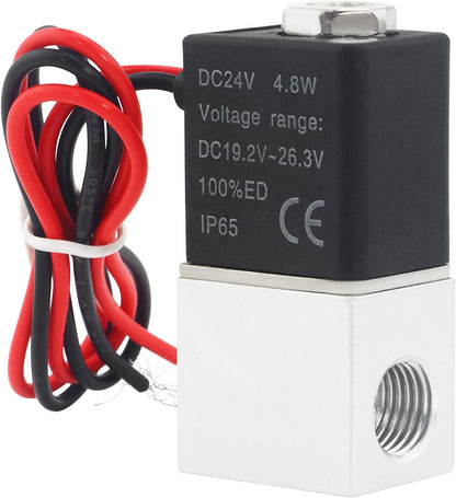 1/4" NPT 2 Way 2 Position Normally Closed  Electric Solenoid Air Valve, Includes of 2 Fittings, 1 Tape, 1 Pair of Gloves