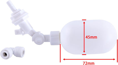 1/4 inch Tube Float Valve Kit for RO Water Reverse Osmosis System Water Filter Push in to Connect Pipe Hose Tube Fittings tube