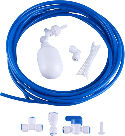 1/4 inch Tube Float Valve Kit for RO Water Reverse Osmosis System Water Filter Push in to Connect Pipe Hose Tube Fittings tube