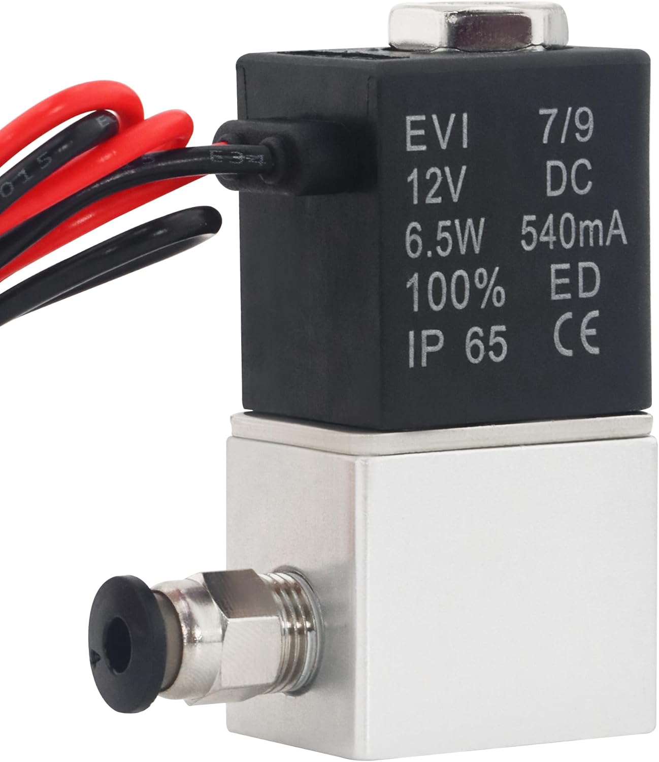 1/8" NPT 2 Way 2 Position Normally Closed DC 12V Electric Solenoid Air Valve, Includes of 2 Fittings, 1 Tape, 1 Pair of Gloves