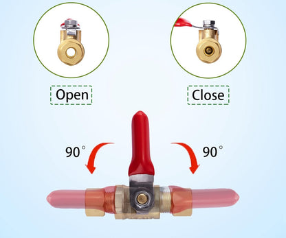 2 Pack Lead-Free Brass Mini Ball Valve Shut Off Switch, 1/4 inch Compression by 1/4 Inch Compression Fitting Shut Off Valve with Switch Use for Refrigerator Water Line Fittings