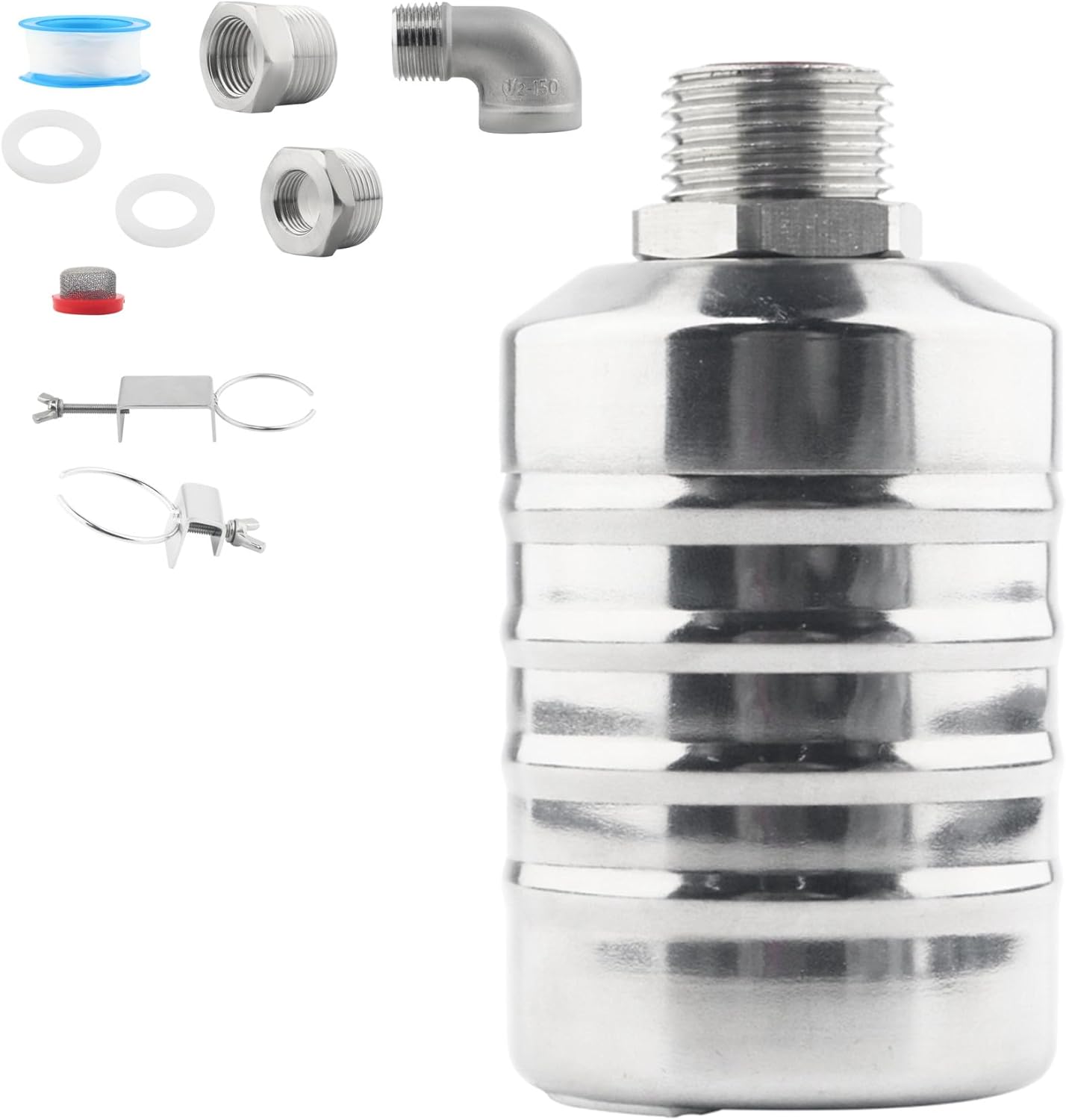 304 Stainless Steel Automatic Water Level Control Valve (1/2"-3/4")  with PTFE Tape and Adapters