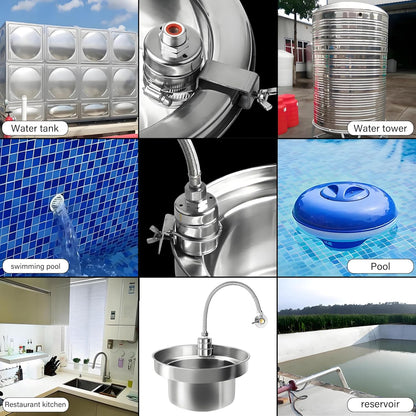 304 Stainless Steel Automatic Water Level Control Valve (1/2"-3/4")  with PTFE Tape and Adapters