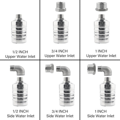 304 Stainless Steel Automatic Water Level Control Valve (1/2"-3/4")  with PTFE Tape and Adapters